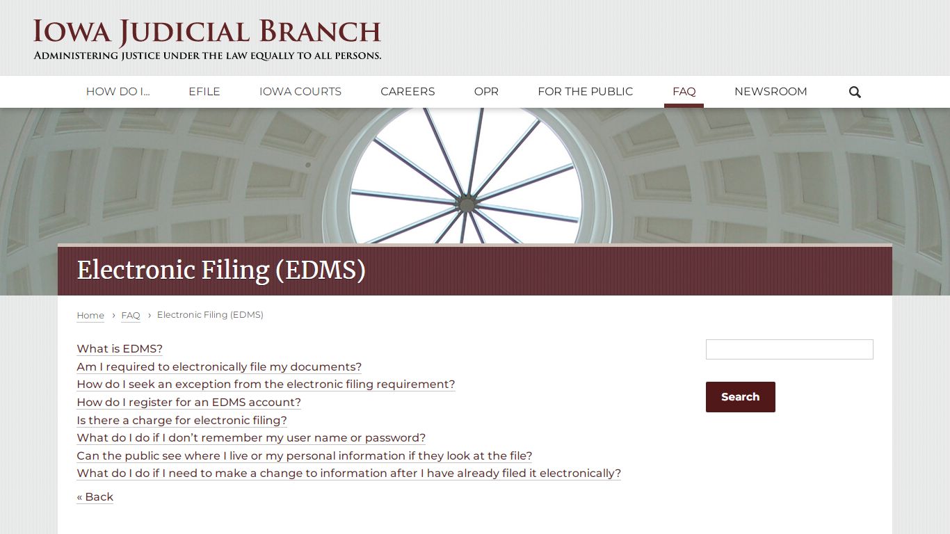 Electronic Filing (EDMS) | FAQ | Iowa Judicial Branch