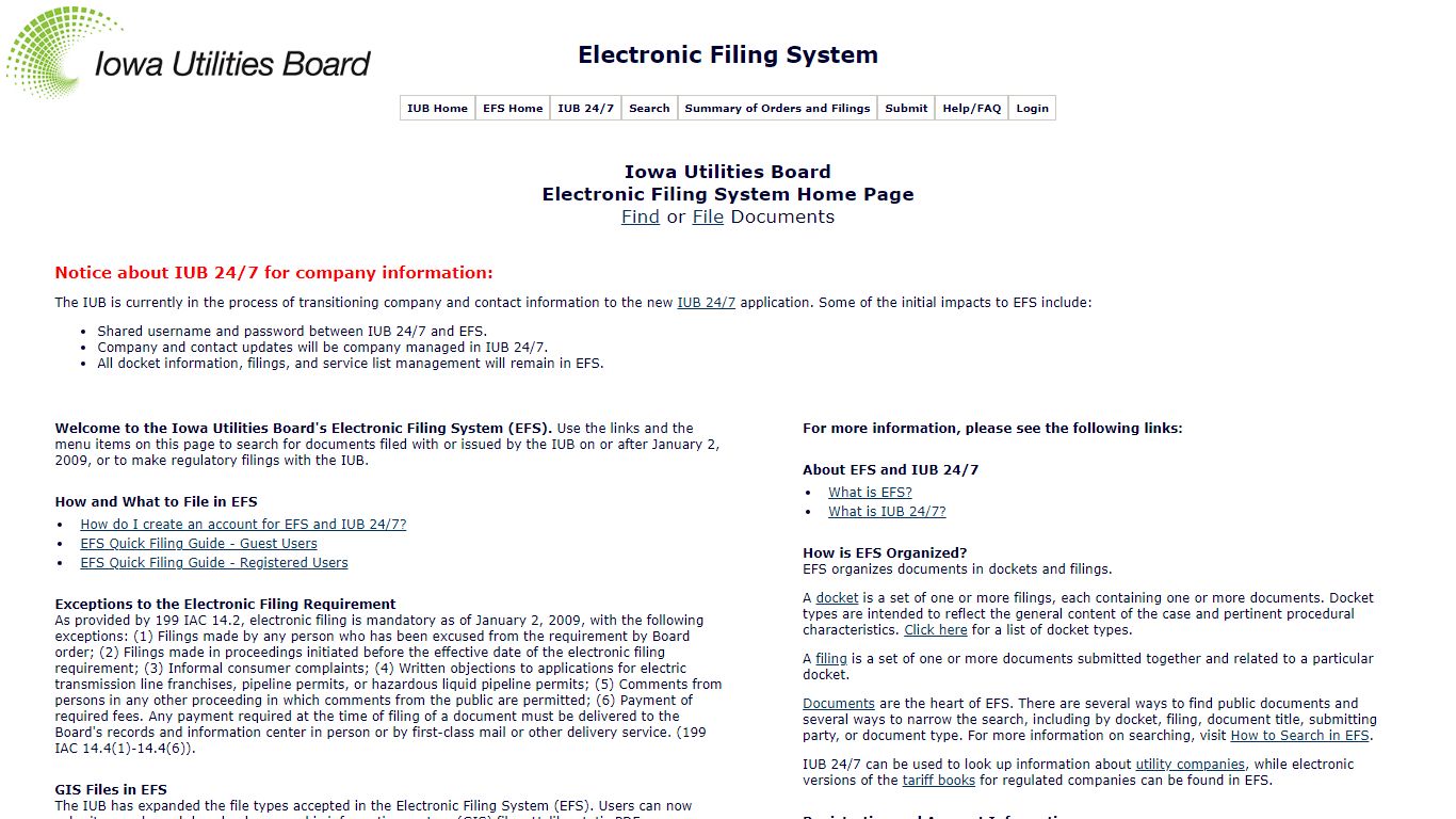 Electronic Filing System - Iowa