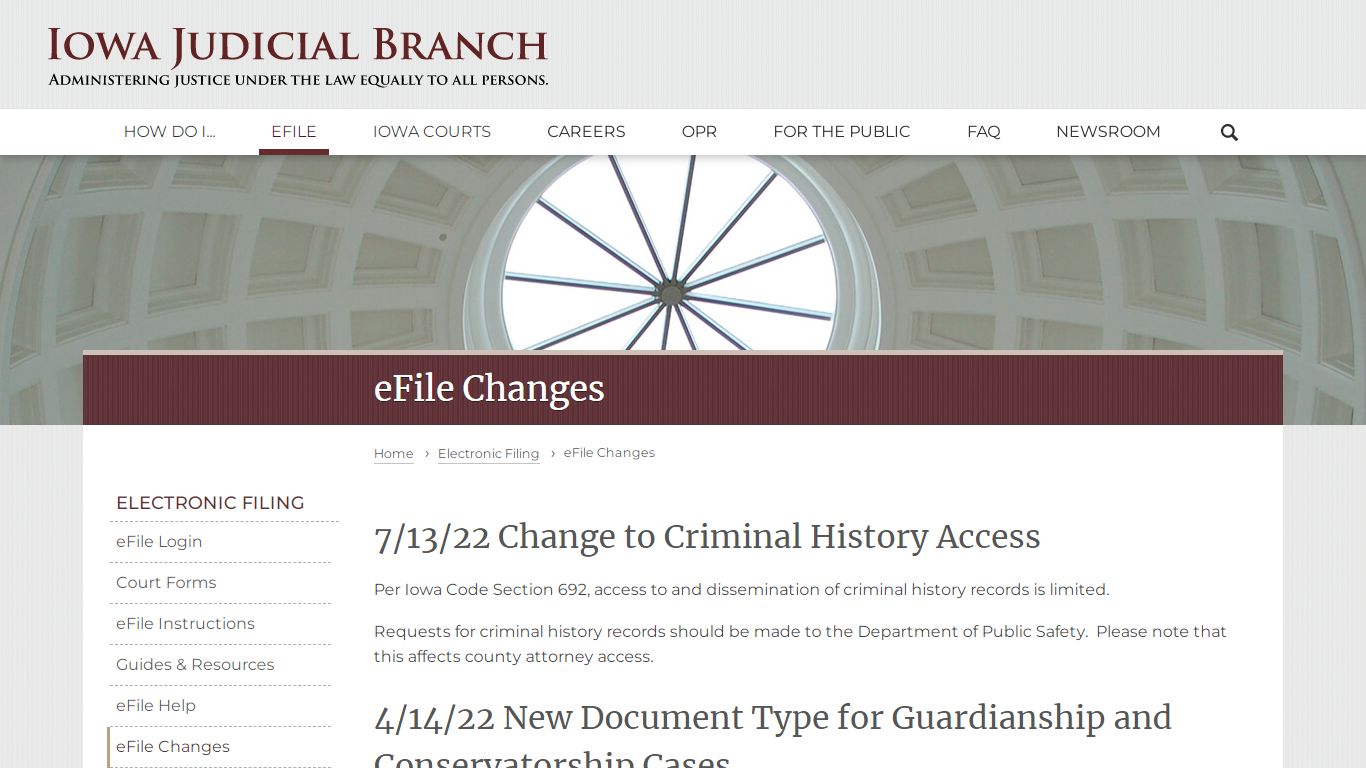 eFile Changes | Iowa Judicial Branch